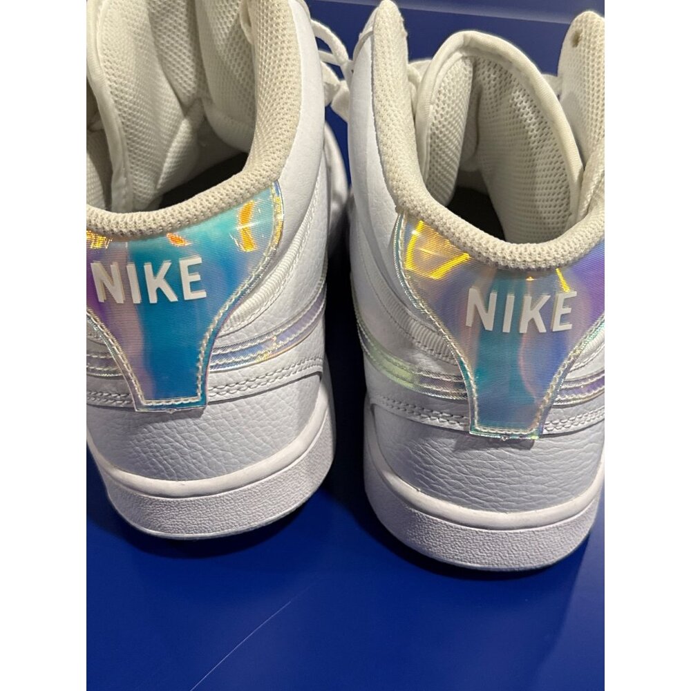 Nike Court Vision FD 0819-100 White Iridescent Swoosh Womens High-Top Sneakers - Picture 8 of 9